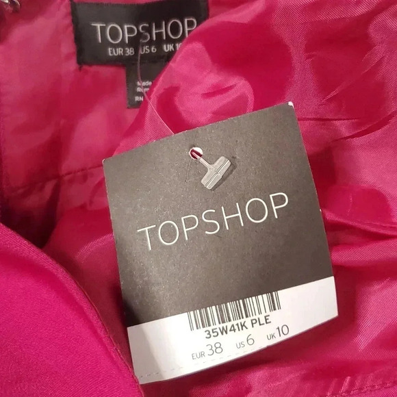 TopShop Majenta Inverted Flared Formal String Sleeveless Dress Sz 6 Nwt - Picture 4 of 9